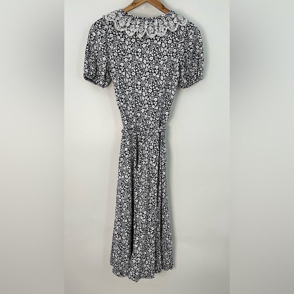 BODEN US 2R Trim Detail Jersey Midi Dress navy blue floral 0521 - Picture 11 of 15